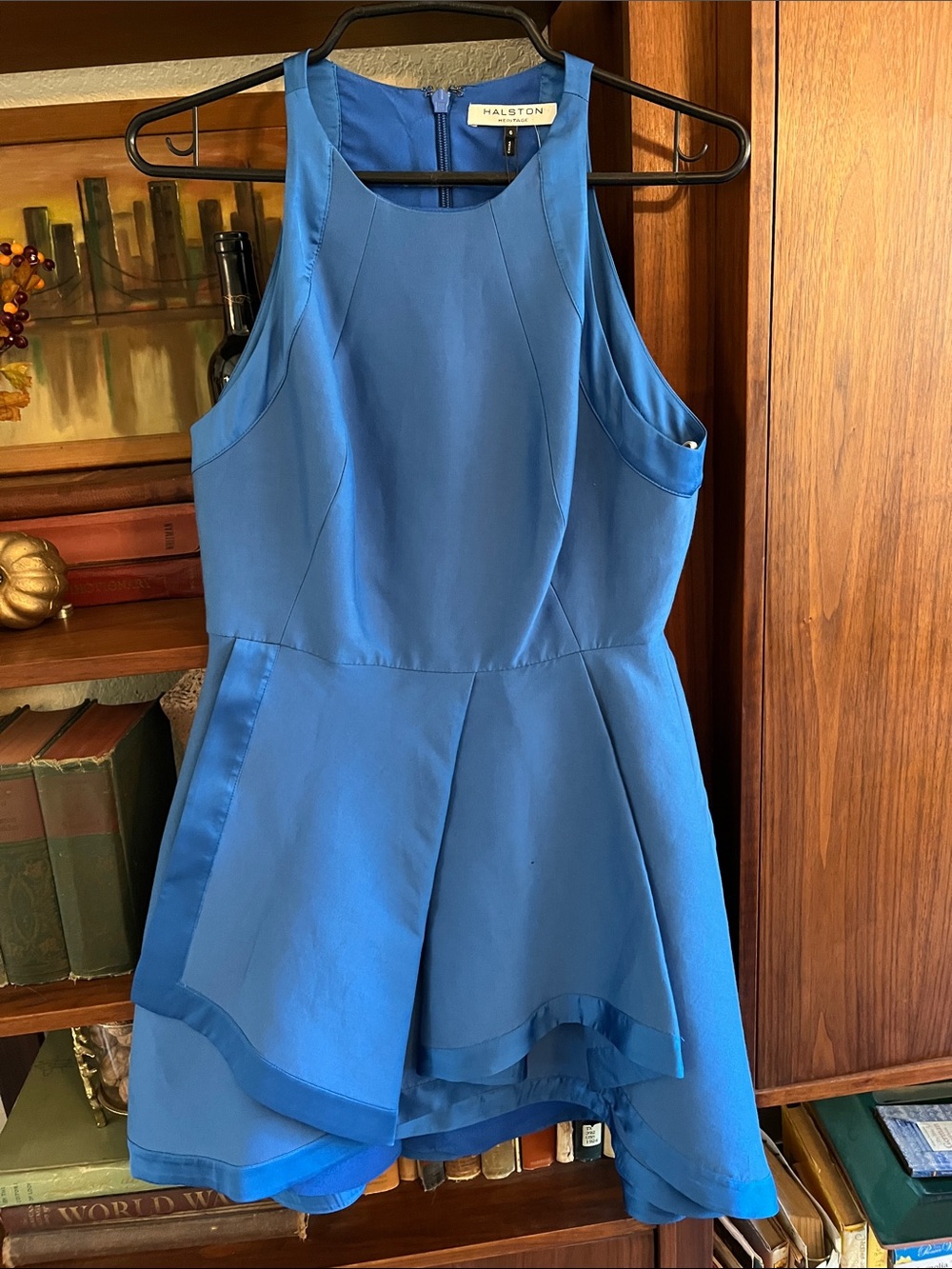 Halston Heritage Cobalt Blue High-Low Fit & Flare Dress
